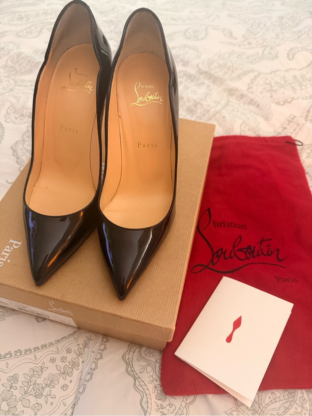 Christian Louboutin Black Patent Pointed Toe Stiletto Pumps
